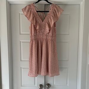 Pink Floral Ruffle V-Neck Sundress